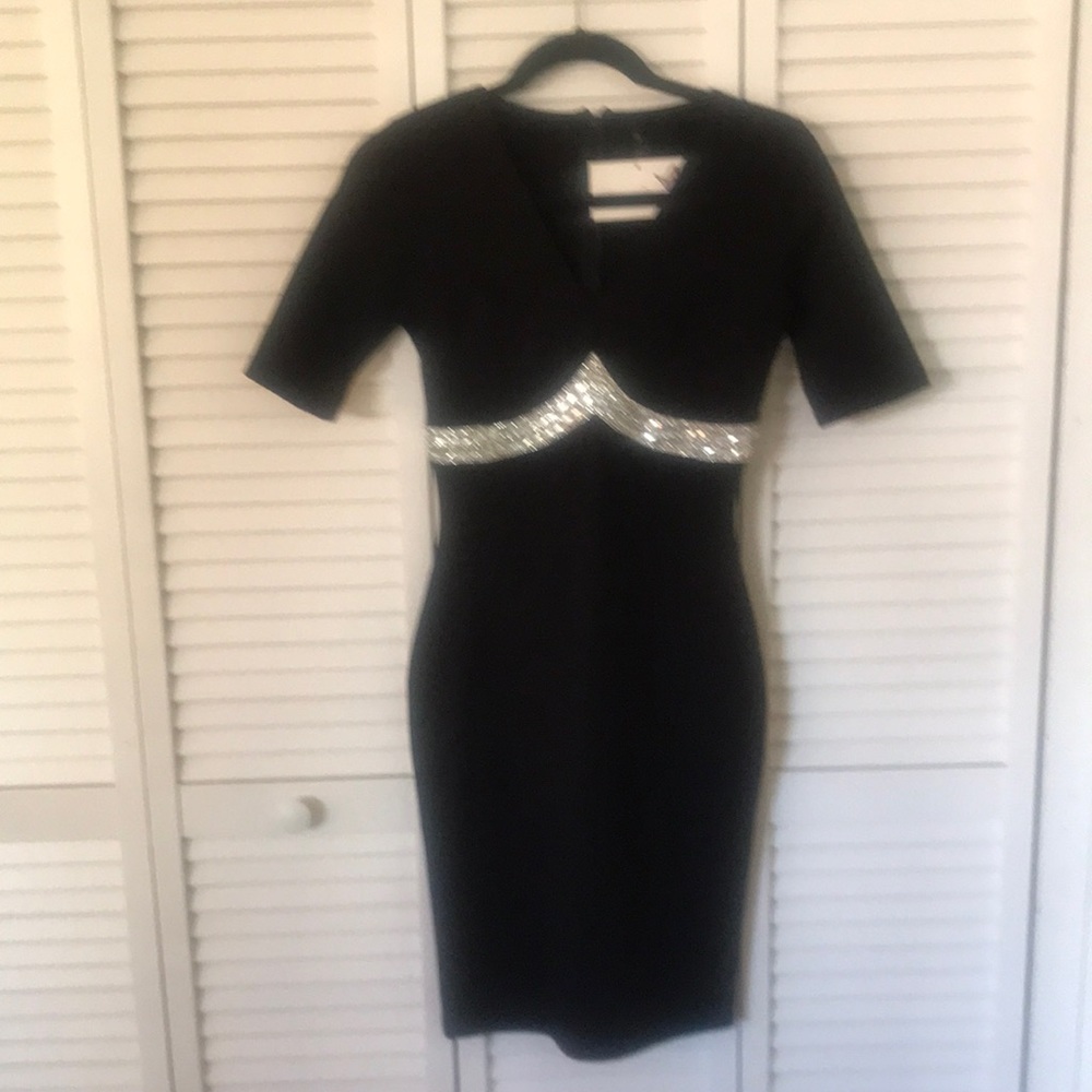 ViJo Couture perfect little black dress size S Rhinestone decorations‎ NWT